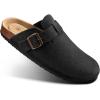 BULLIANT Clogs Mules Sandals Potato Shoes Men Women,Fleece-Lined Cow Suede Upper-Memory Foam Cushioned Cork-Footbed(Black6285)