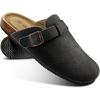 BULLIANT Clogs Mules Sandals Potato Shoes Men Women,Fleece-Lined Cow Suede Upper-Memory Foam Cushioned Cork-Footbed(Black8527)