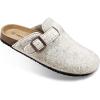BULLIANT Clogs Slippers Sandals Nurse Work Shoes Men Women,Fleece-Lined Upper+Memory FOAD Cushioned Cork-Footbed(Beige3404)
