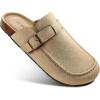 BULLIANT Clogs Slippers Sandals Nurse Work Shoes Men Women,Fleece-Lined Upper+Memory FOAD Cushioned Cork-Footbed(Camel8060)