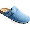 BULLIANT Clogs Slippers Sandals Nurse Work Shoes Men Women,Fleece-Lined Upper+Memory FOAD Cushioned Cork-Footbed(Fog Blue4463)
