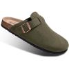 BULLIANT Clogs Slippers Sandals Nurse Work Shoes Men Women,Fleece-Lined Upper+Memory FOAD Cushioned Cork-Footbed(Olive4139)