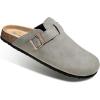 BULLIANT Clogs Slippers Sandals Nurse Work Shoes Men Women,Fleece-Lined Upper+Memory FOAD Cushioned Cork-Footbed(Sacred Grey4137)