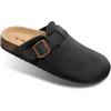 BULLIANT Women Clogs-Fleece-Lined Suede Mules Slippers Nurse Shoes Unisex-Memory Foam Arch Support Cork-Footbed(Black4168)
