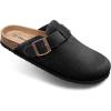 BULLIANT Women Clogs-Fleece-Lined Suede Mules Slippers Nurse Shoes Unisex-Memory Foam Arch Support Cork-Footbed(Black6259)