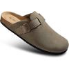 BULLIANT Women Clogs-Fleece-Lined Suede Mules Slippers Nurse Shoes Unisex-Memory Foam Arch Support Cork-Footbed(Taupe6533)