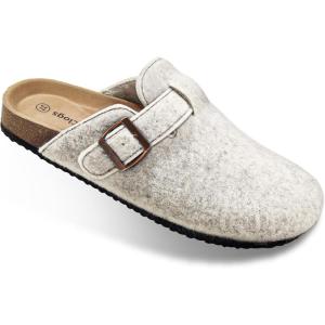 BULLIANT Clogs Slippers Sandals Nurse Work Shoes Men Women,Fleece-Lined Upper+Memory FOAD Cushioned Cork-Footbed(Beige3404)