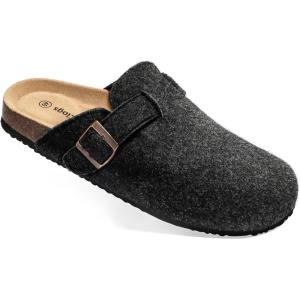 BULLIANT Clogs Slippers Sandals Nurse Work Shoes Men Women,Fleece-Lined Upper+Memory FOAD Cushioned Cork-Footbed(Black3403)
