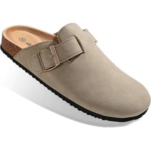BULLIANT Clogs Slippers Sandals Nurse Work Shoes Men Women,Fleece-Lined Upper+Memory FOAD Cushioned Cork-Footbed(Camel3401)