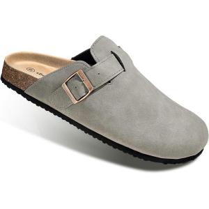 BULLIANT Clogs Slippers Sandals Nurse Work Shoes Men Women,Fleece-Lined Upper+Memory FOAD Cushioned Cork-Footbed(Sacred Grey4137)