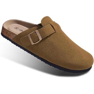 BULLIANT Clogs Slippers Sandals Nurse Work Shoes Men Women,Fleece-Lined Upper+Memory FOAD Cushioned Cork-Footbed(Tiger Eye3400)