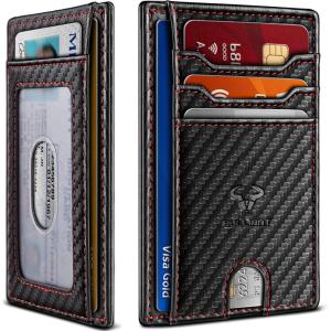 BULLIANT Men Wallet,Slim Leather Wallet Money Clip Card Hodler For Men Gift 8 Cards RFID Blocking(Black1303)
