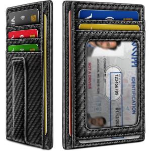 BULLIANT Men Wallet,Slim Leather Wallet Money Clip Card Hodler For Men Gift 8 Cards RFID Blocking(Black7489)