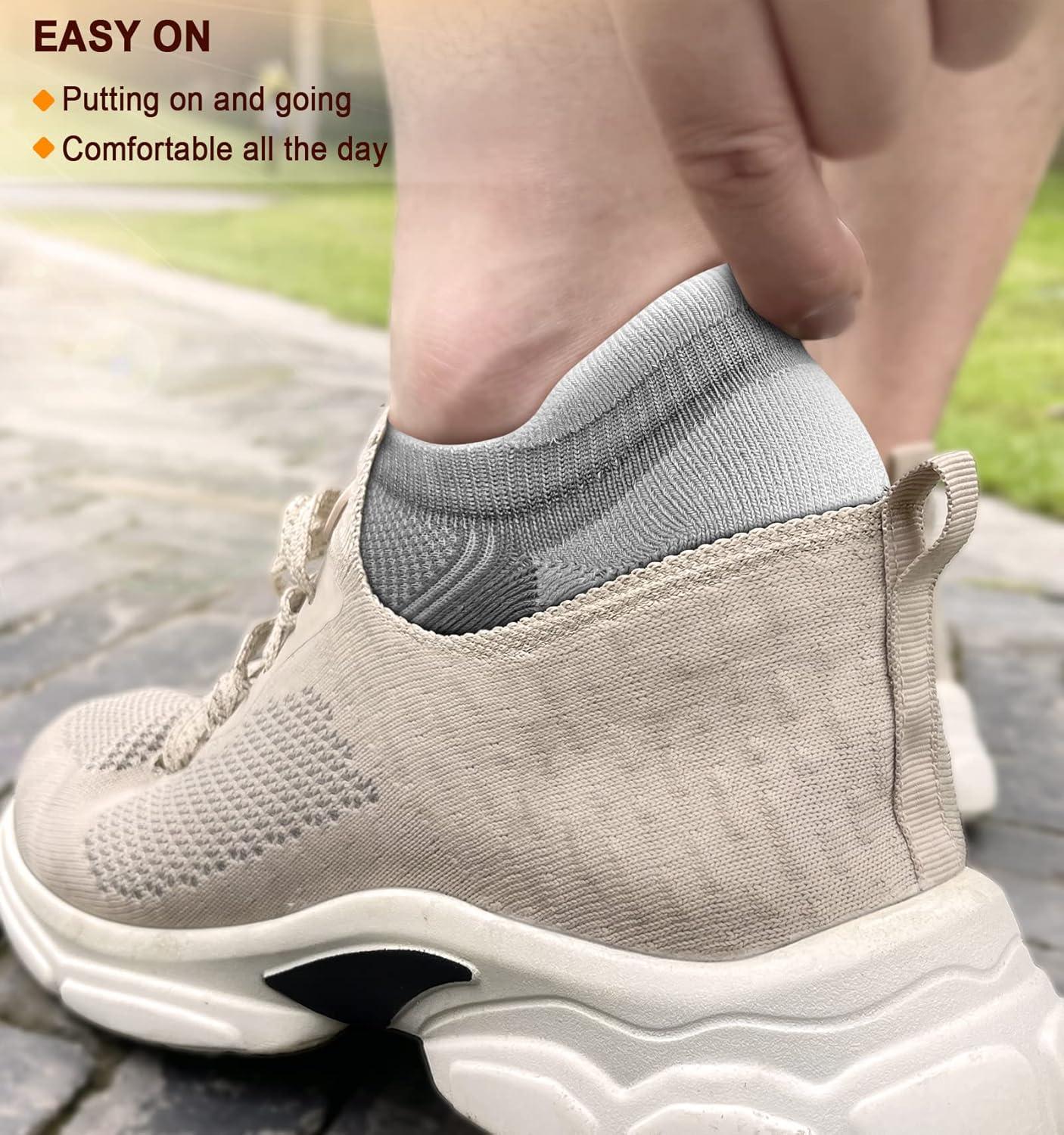image:imageBULLIANT Socks For Women 6PairsWomens Athletic Ankle Socks No Show Cushioned for Walking RunningCompression Arch Support6 Pairslight Gray1847