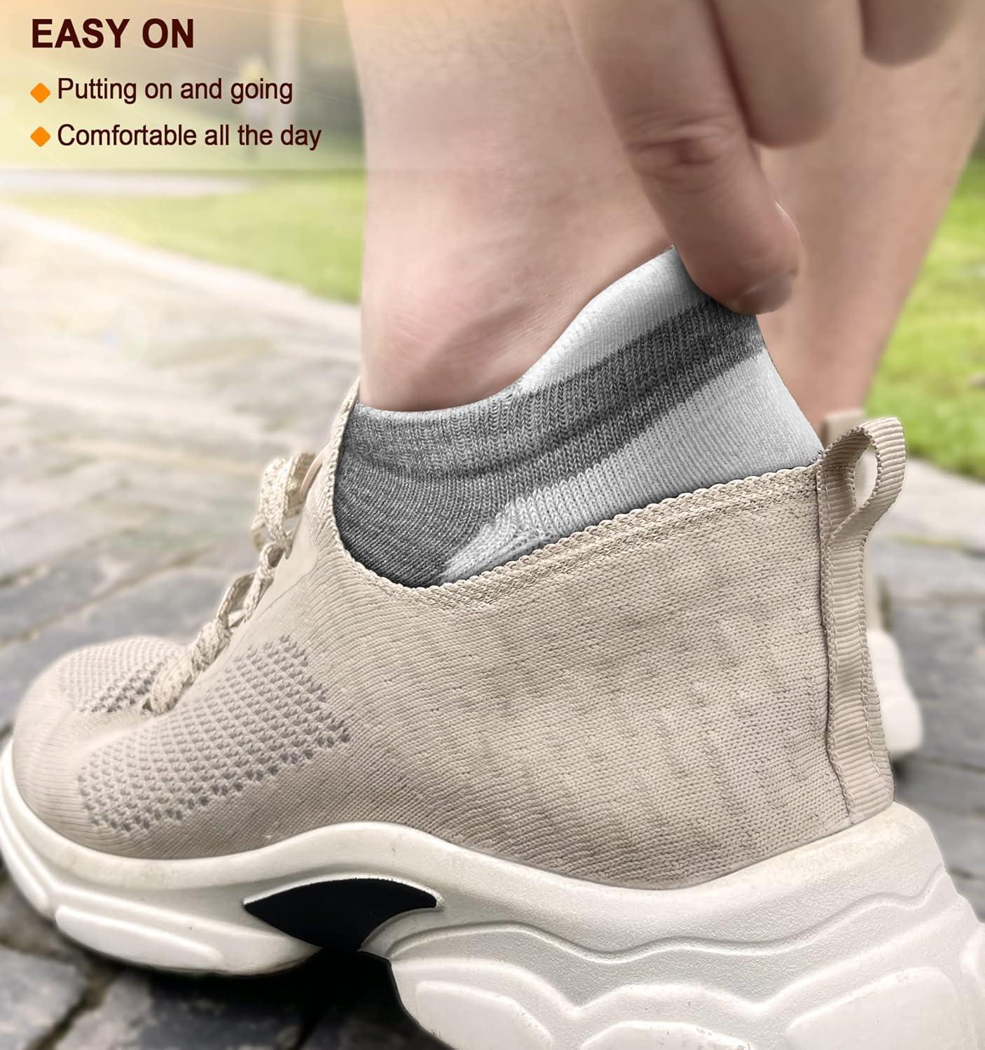 image:imageBULLIANT Socks For Women 6PairsWomens Athletic Ankle Socks No Show Cushioned for Walking RunningCompression Arch Support6pairsgray 6 Color Mixed2984