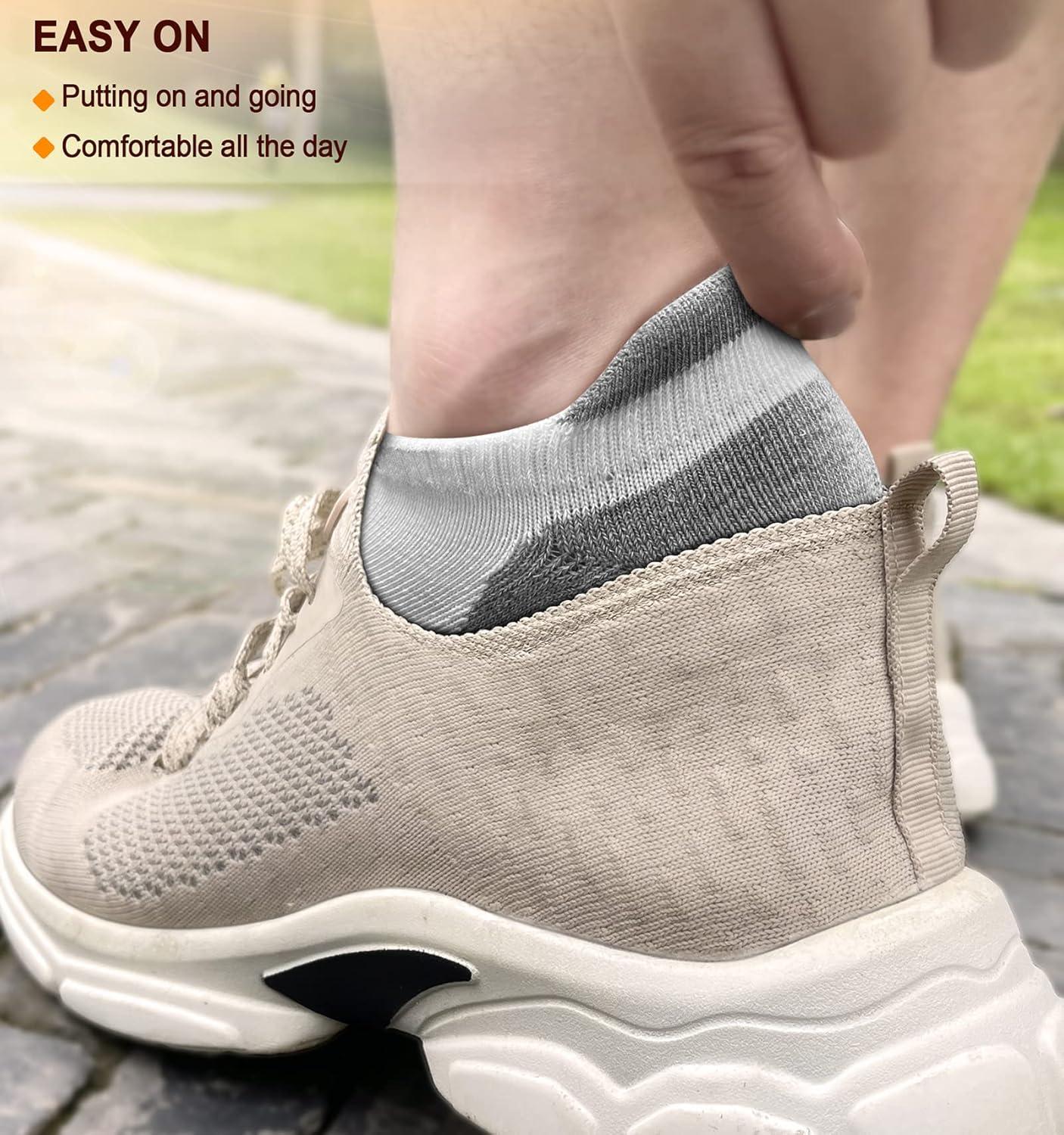 image:imageBULLIANT Socks For Women 6PairsWomens Athletic Ankle Socks No Show Cushioned for Walking RunningCompression Arch Support6pairswhite Orange Yellow2988