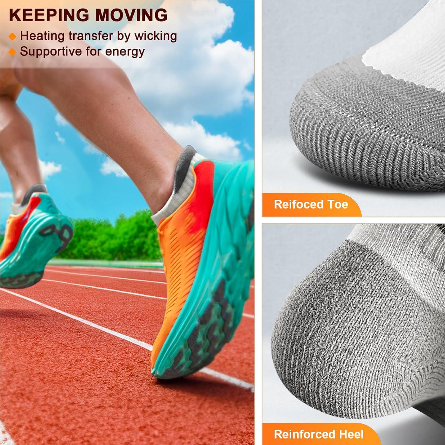 image:imageBULLIANT Socks For Women 6PairsWomens Athletic Ankle Socks No Show Cushioned for Walking RunningCompression Arch Support6pairswhite Rose Red2987
