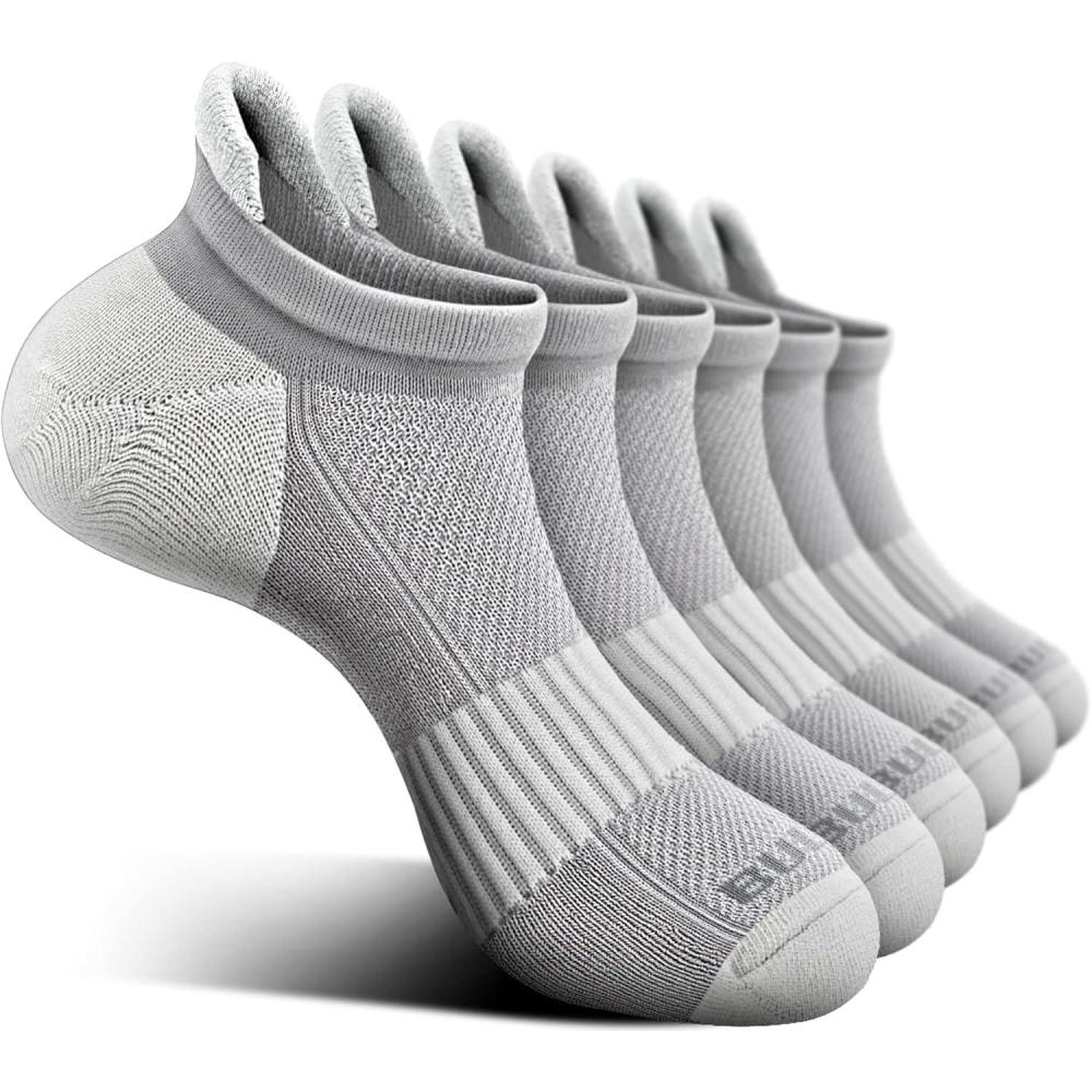 image:imageBULLIANT Socks For Women 6PairsWomens Athletic Ankle Socks No Show Cushioned for Walking RunningCompression Arch Support6 Pairslight Gray1847