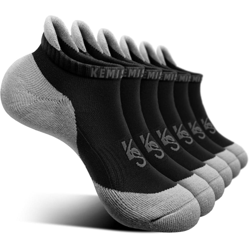 image:imageBULLIANT Socks For Women 6PairsWomens Athletic Ankle Socks No Show Cushioned for Walking RunningCompression Arch Support6pairsblackDark Gray2985