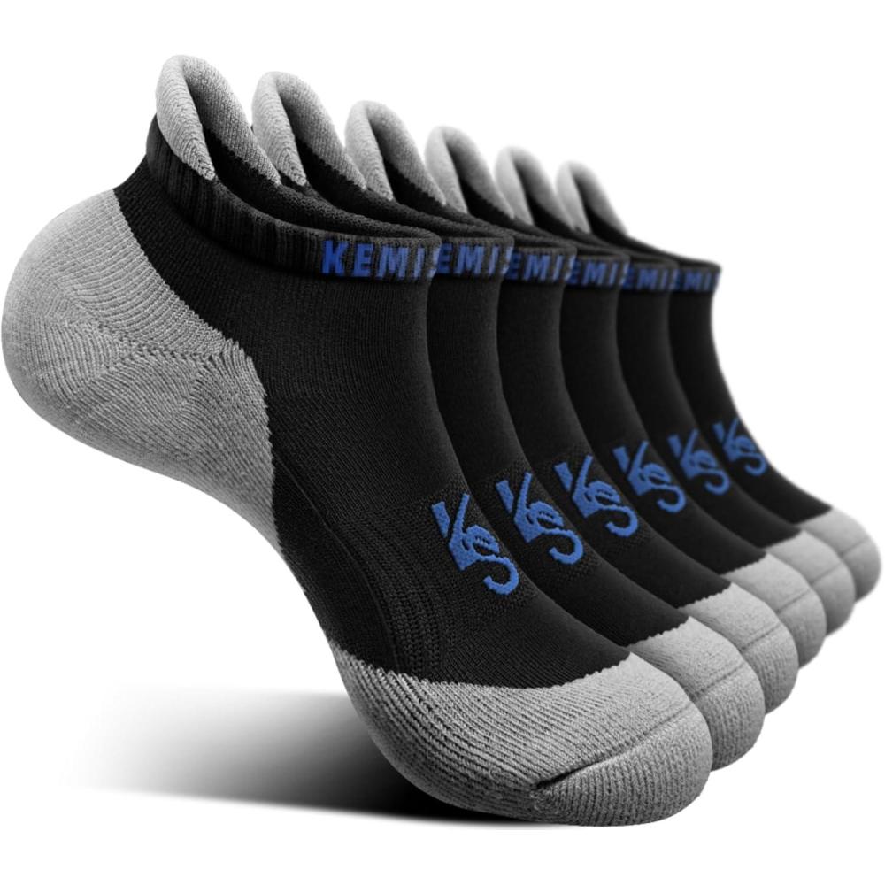 image:imageBULLIANT Socks For Women 6PairsWomens Athletic Ankle Socks No Show Cushioned for Walking RunningCompression Arch Support6pairsblackFog Blue2986