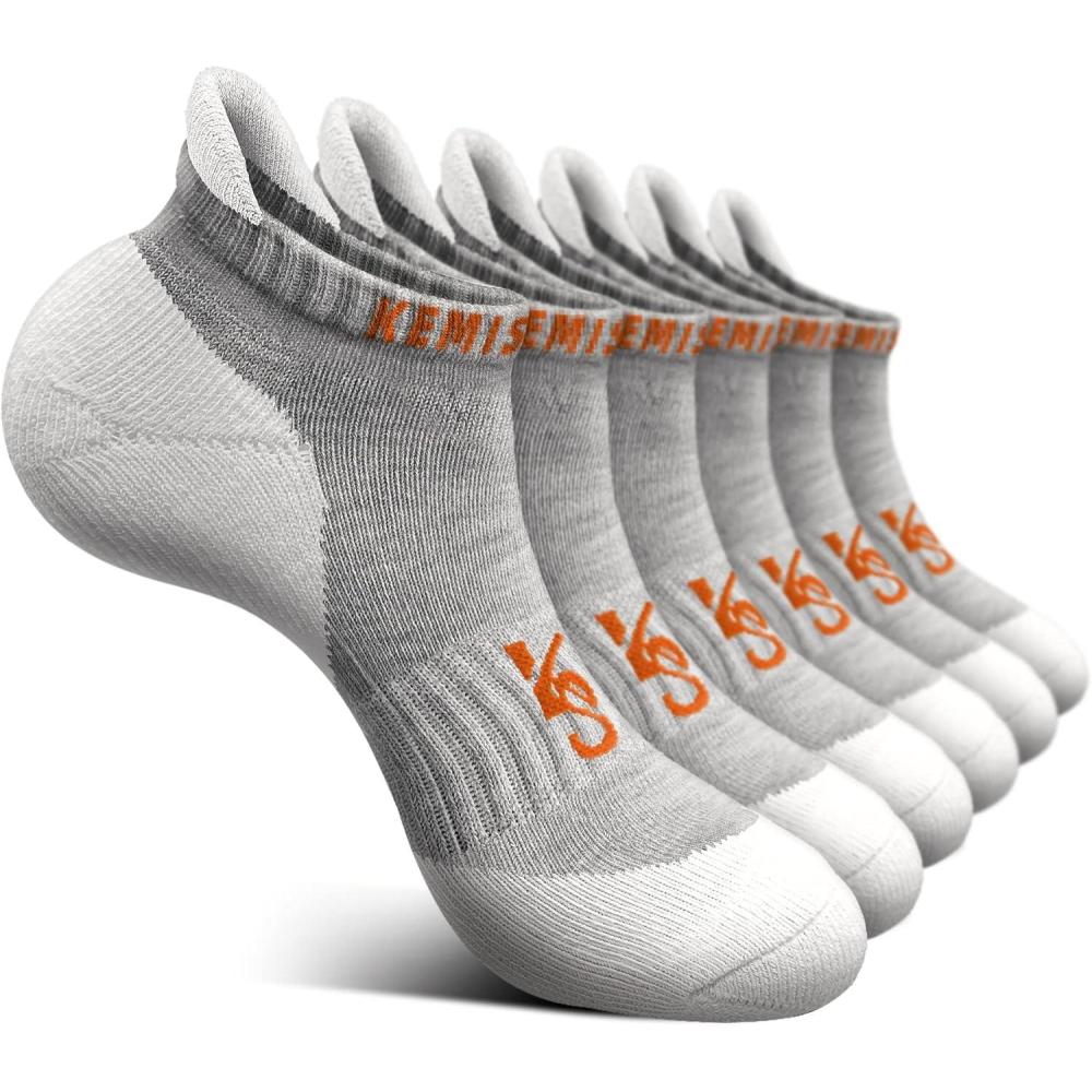 image:imageBULLIANT Socks For Women 6PairsWomens Athletic Ankle Socks No Show Cushioned for Walking RunningCompression Arch Support6pairsgray Heather Orange Yellow2990