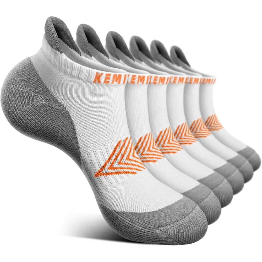 image:imageBULLIANT Socks For Women 6PairsWomens Athletic Ankle Socks No Show Cushioned for Walking RunningCompression Arch Support6pairswhite Orange Yellow2983