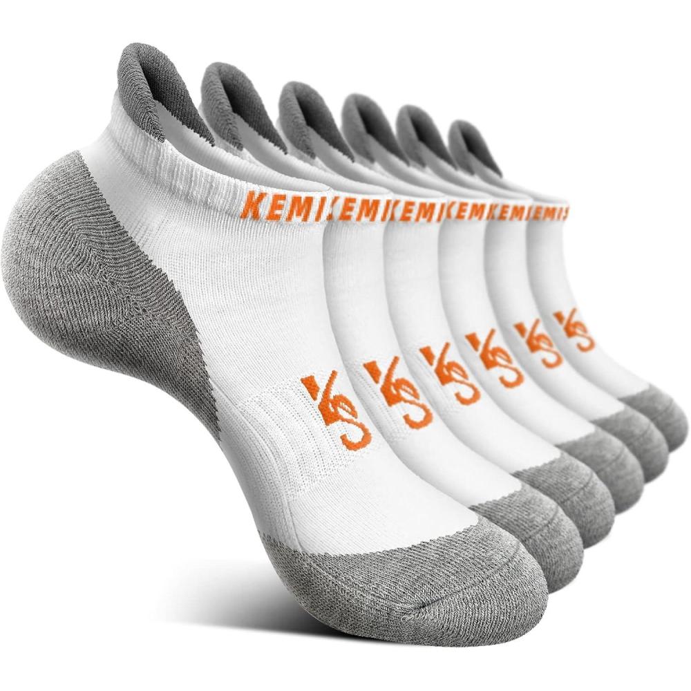 image:imageBULLIANT Socks For Women 6PairsWomens Athletic Ankle Socks No Show Cushioned for Walking RunningCompression Arch Support6pairswhite Orange Yellow2988