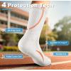 BULLIANT Boys Socks Compression Athletic Crew Socks Cushioned Running Arch Support 4 Pairs for 4-12 Years(4pairs-white8443)