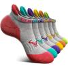 BULLIANT Socks For Women 6Pairs-Womens Athletic Ankle Socks No Show Cushioned for Walking Running-Compression Arch Support(6 Pairs-dark Gray 2083)