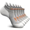 BULLIANT Socks For Women 6Pairs-Womens Athletic Ankle Socks No Show Cushioned for Walking Running-Compression Arch Support(6pairs-gray Heather /Orange Yellow2990)