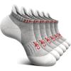 BULLIANT Socks For Women 6Pairs-Womens Athletic Ankle Socks No Show Cushioned for Walking Running-Compression Arch Support(6pairs-gray Heather /Rose Red2989)