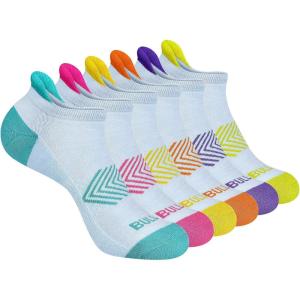 BULLIANT Socks For Women 6Pairs-Womens Athletic Ankle Socks No Show Cushioned for Walking Running-Compression Arch Support(6 Pairs-blue 2080)