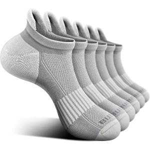 BULLIANT Socks For Women 6Pairs-Womens Athletic Ankle Socks No Show Cushioned for Walking Running-Compression Arch Support(6 Pairs-light Gray1847)