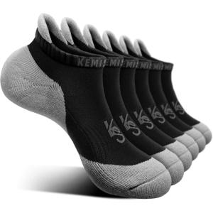 BULLIANT Socks For Women 6Pairs-Womens Athletic Ankle Socks No Show Cushioned for Walking Running-Compression Arch Support(6pairs-black/Dark Gray2985)