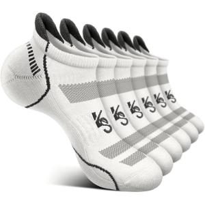 BULLIANT Socks For Women 6Pairs-Womens Athletic Ankle Socks No Show Cushioned for Walking Running-Compression Arch Support(6pairs-white 2572)