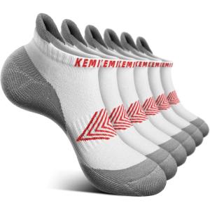 BULLIANT Socks For Women 6Pairs-Womens Athletic Ankle Socks No Show Cushioned for Walking Running-Compression Arch Support(6pairs-white /Rose Red2982)