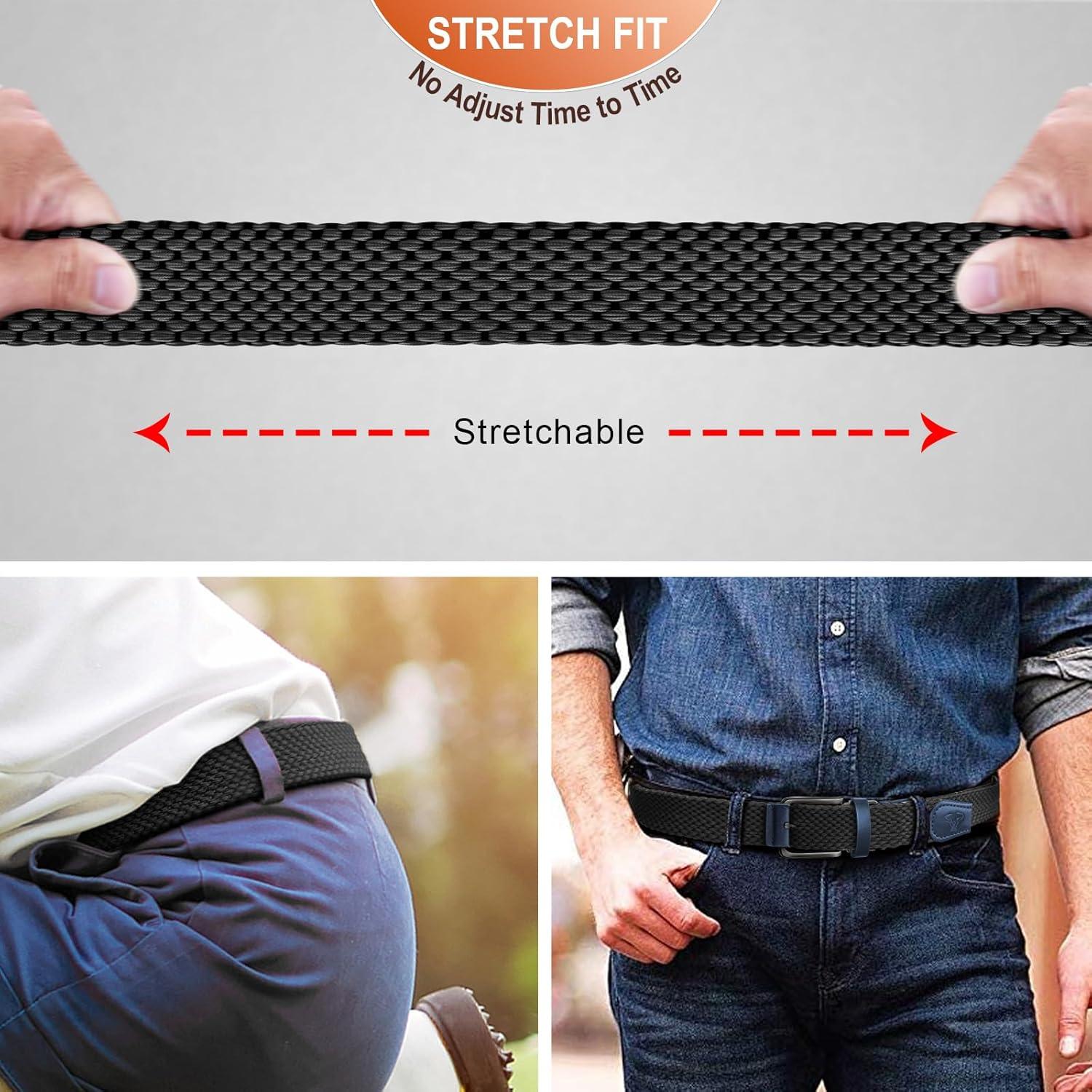 image:imageBULLIANT Men Belt Rerversible Golf Belt Stretch Braided for Gift Men 1 382 In 1 BeltBlackAntique Blue4162