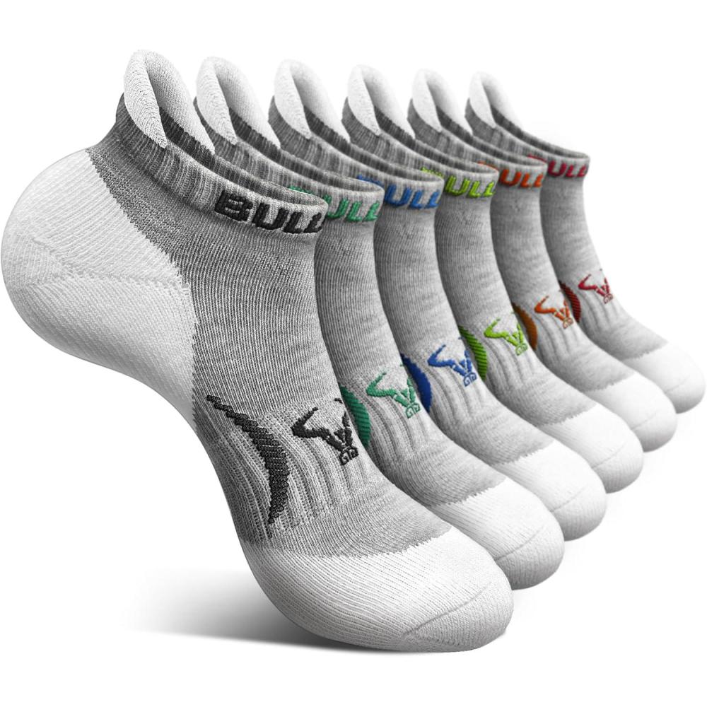 image:imageBULLIANT Men Ankle Socks Multi PackAthletic Running Socks Breathable Wicking Cushioned Footbed Arch Supportive6pairsgray Heather 6469