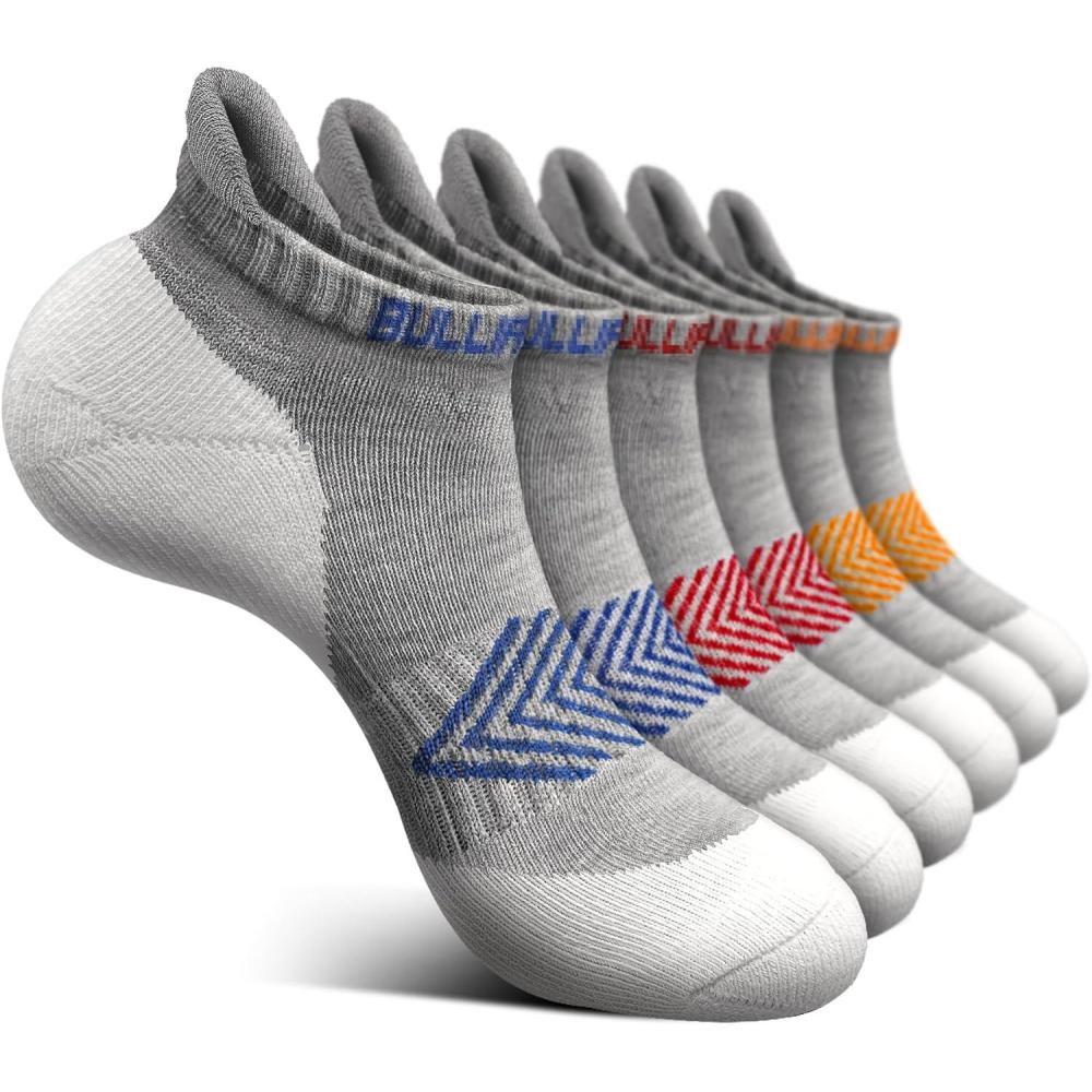 image:imageBULLIANT Men Ankle Socks Multi PackAthletic Running Socks Breathable Wicking Cushioned Footbed Arch Supportive6pairsgray Heather 7793