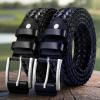 BULLIANT Men Belt, Braided Leather Belt Adjustable For Men Casual Jeans Golf 1 3/8″(2pack-black/Blue8531)