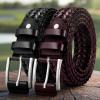 BULLIANT Men Belt, Braided Leather Belt Adjustable For Men Casual Jeans Golf 1 3/8″(2pack-black/Wine Red8530)