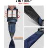 BULLIANT Men Belt Rerversible Golf Belt Stretch Braided for Gift Men 1 3/8″-2 In 1 Belt(Black/Antique Blue4162)