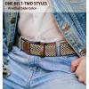 BULLIANT Men Belt Rerversible Golf Belt Stretch Braided for Gift Men 1 3/8″-2 In 1 Belt(Black/Beige4163)