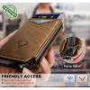 BULLIANT Men Wallet Leather Wallet Card Holders Money Clip for Men 10Cards-Magnetic Flip on Metal Case(Tiger Eye8018)