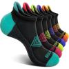 BULLIANT Men Ankle Socks Multi Pack,Athletic Running Socks Breathable Wicking Cushioned Footbed Arch Supportive(6pairs-black 6 Color Mixed7791)