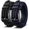 BULLIANT Men Belt, Braided Leather Belt Adjustable For Men Casual Jeans Golf 1 3/8″(2pack-black/Blue8531)