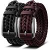BULLIANT Men Belt, Braided Leather Belt Adjustable For Men Casual Jeans Golf 1 3/8″(2pack-black/Wine Red8530)