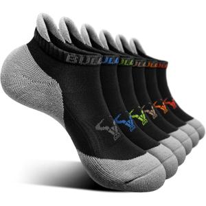 BULLIANT Men Ankle Socks Multi Pack,Athletic Running Socks Breathable Wicking Cushioned Footbed Arch Supportive(6pairs-black 6 Color Mixed4809)
