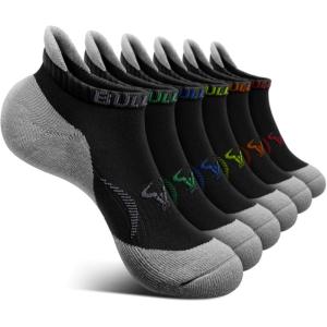 BULLIANT Men Ankle Socks Multi Pack,Athletic Running Socks Breathable Wicking Cushioned Footbed Arch Supportive(6pairs-black6467)