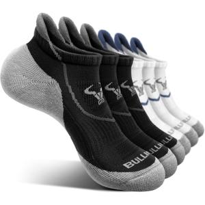 BULLIANT Men Ankle Socks Multi Pack,Athletic Running Socks Breathable Wicking Cushioned Footbed Arch Supportive(6pairs-black/White4316)